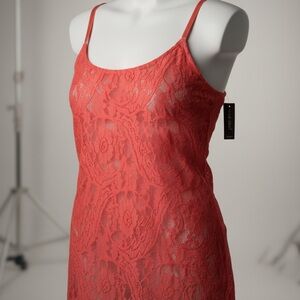 NEW Wet Seal Lace Cami Adjustable Straps Peach Sheer Women’s XL NWT